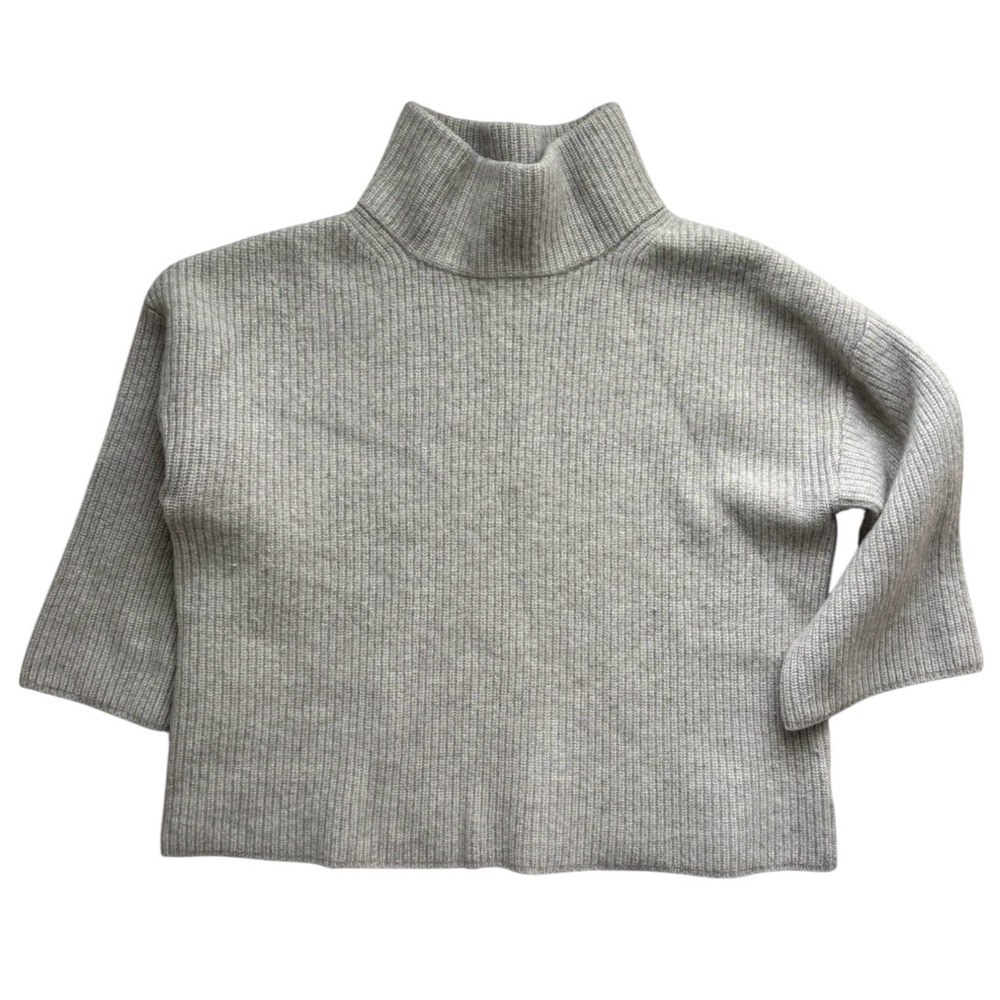 Rachel Zoe Soft Knit 100% Cashmere Pullover Sweater Mock Neck Ribbed Granola Tan